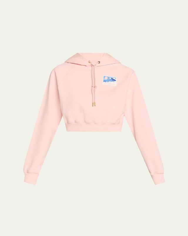 Greek Temple Rubber Patch Cropped Hoodie